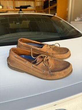 Sperry Authentic Original Leather Boat Shoes - Tan Brown men size 10.5